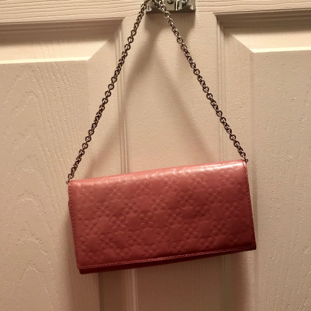 Coach wallet clutch with silver chain